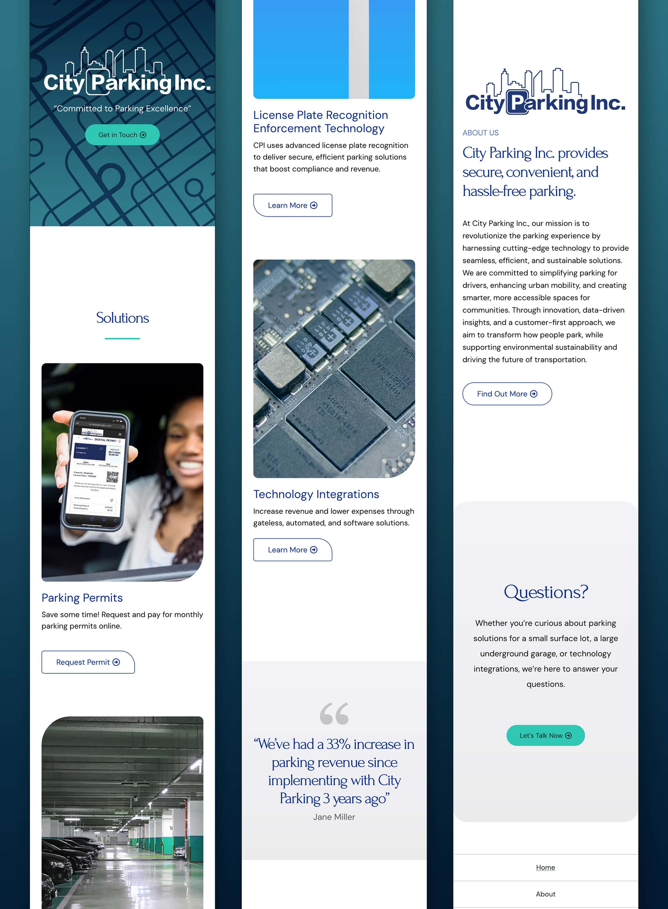 Screenshots of City Parking Inc's website