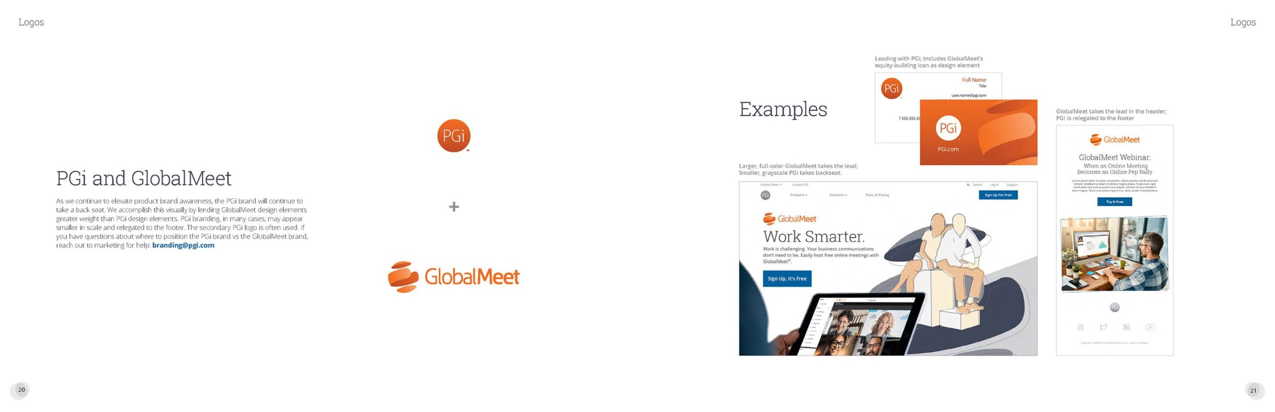 page from brand guidelines with corporate and product logo usage specifications