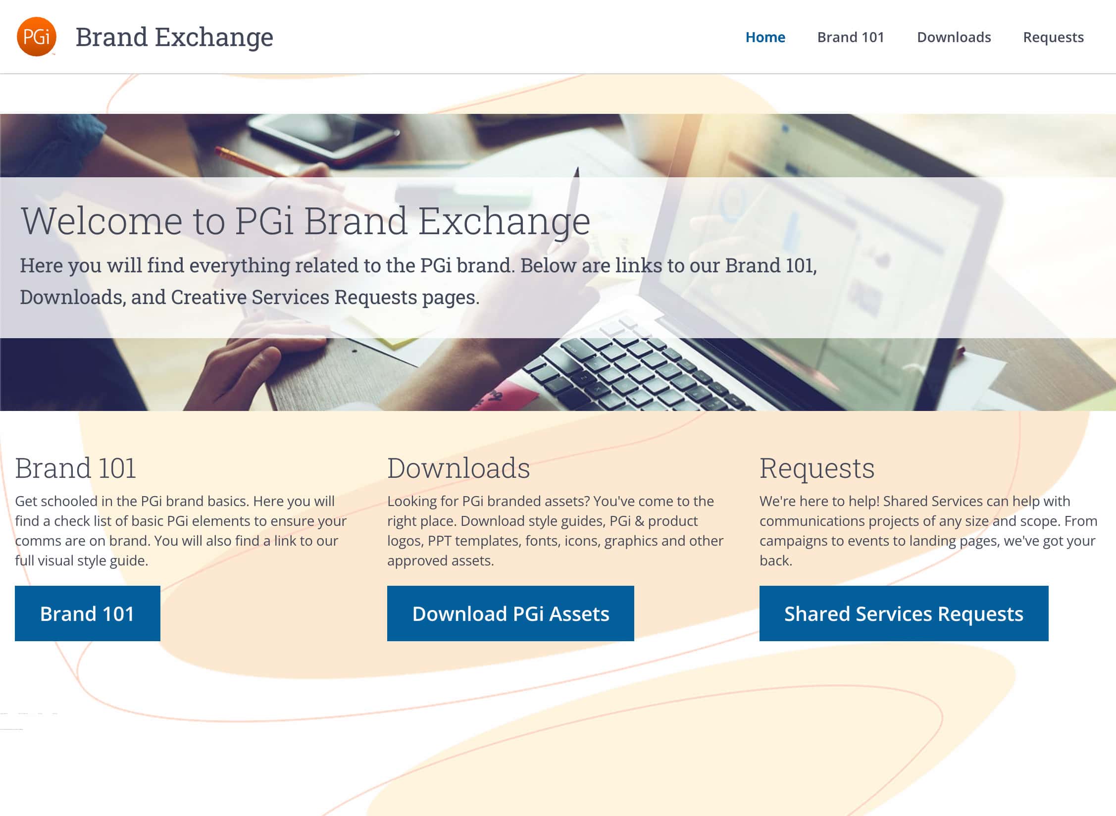screenshot of PGi Brand Exchange on desktop