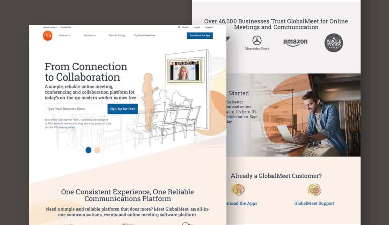 screenshots of PGi's website