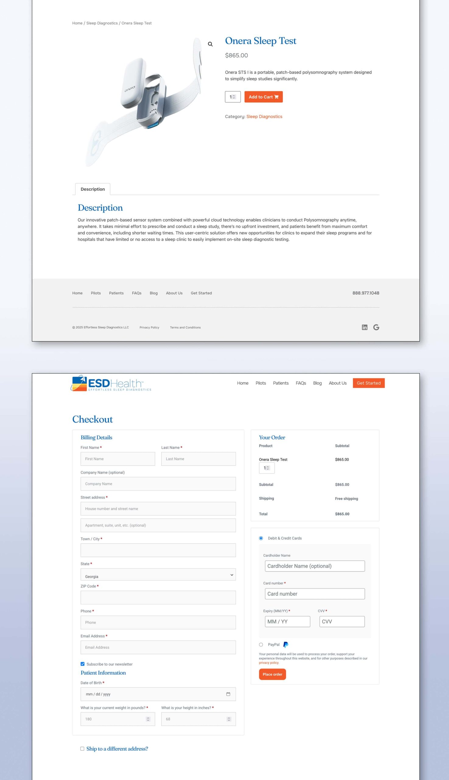 EffortlessSleep Diagnostics Web Site Screen Shots